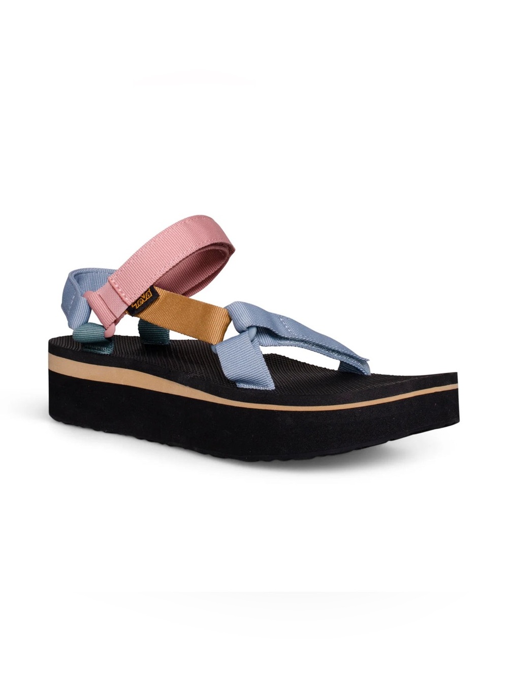 Teva Flatform Universal Platform Sandals Women’s Size 6 Colorblock Blue Pink Tan